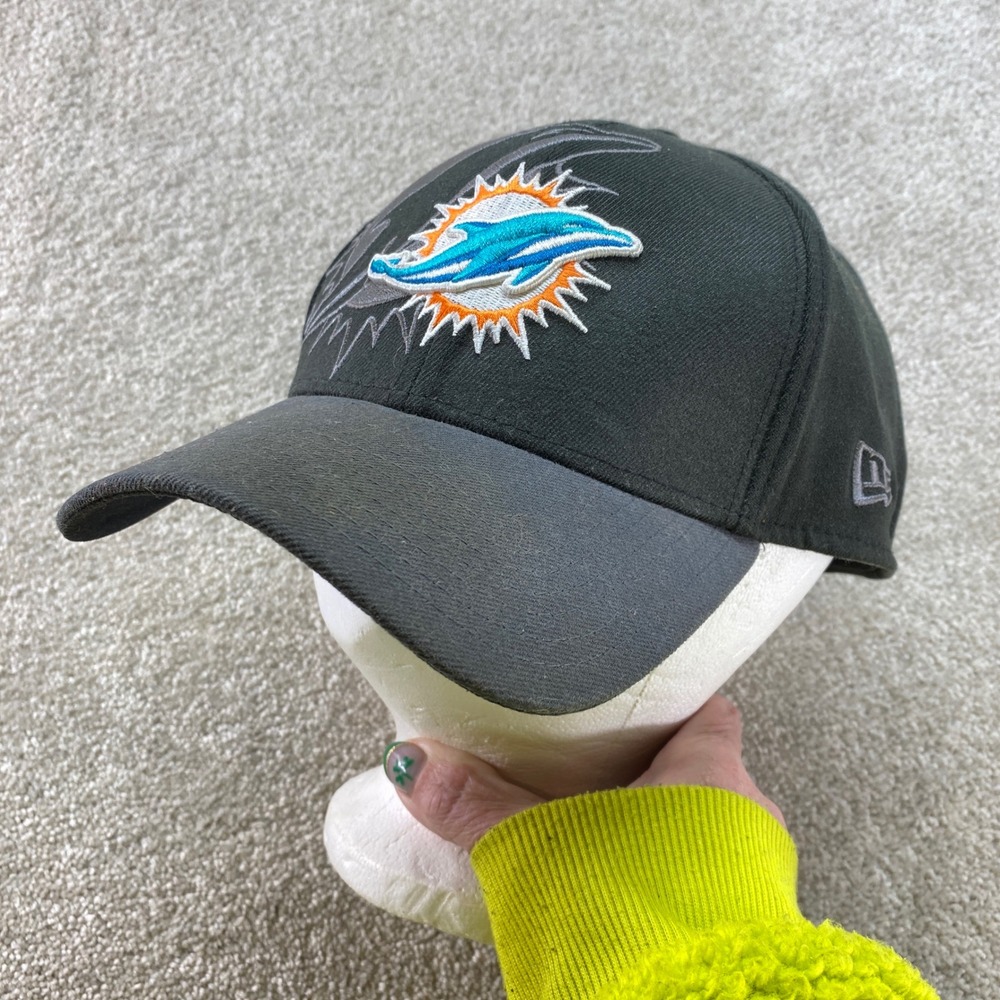 New Era Miami Dolphins Hat Mens L-XL Grey 39THIRTY NFL Football Stretch Fit Cap
